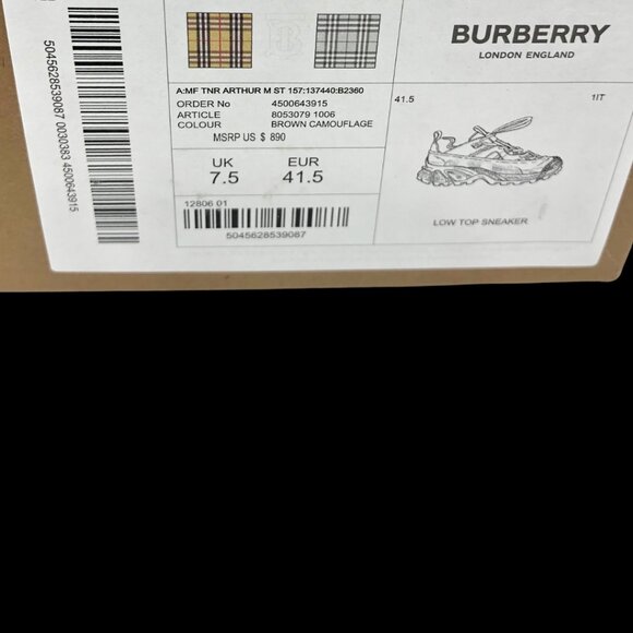 NWB Men's BURBERRY MF Arthur M Story 157 Sneaker, Size 8.5 US, 41.5, Brown Camo - Picture 6 of 6
